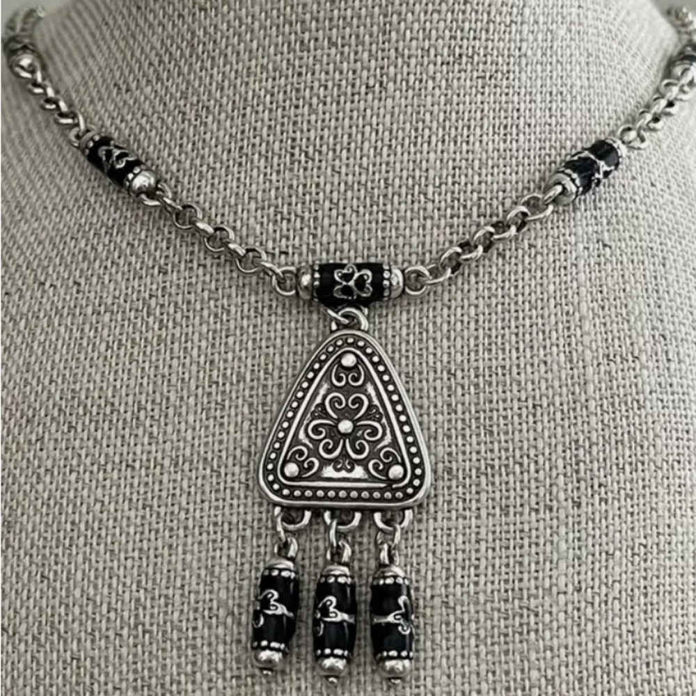 Brighton Jordana Black Silver Pendant Necklace